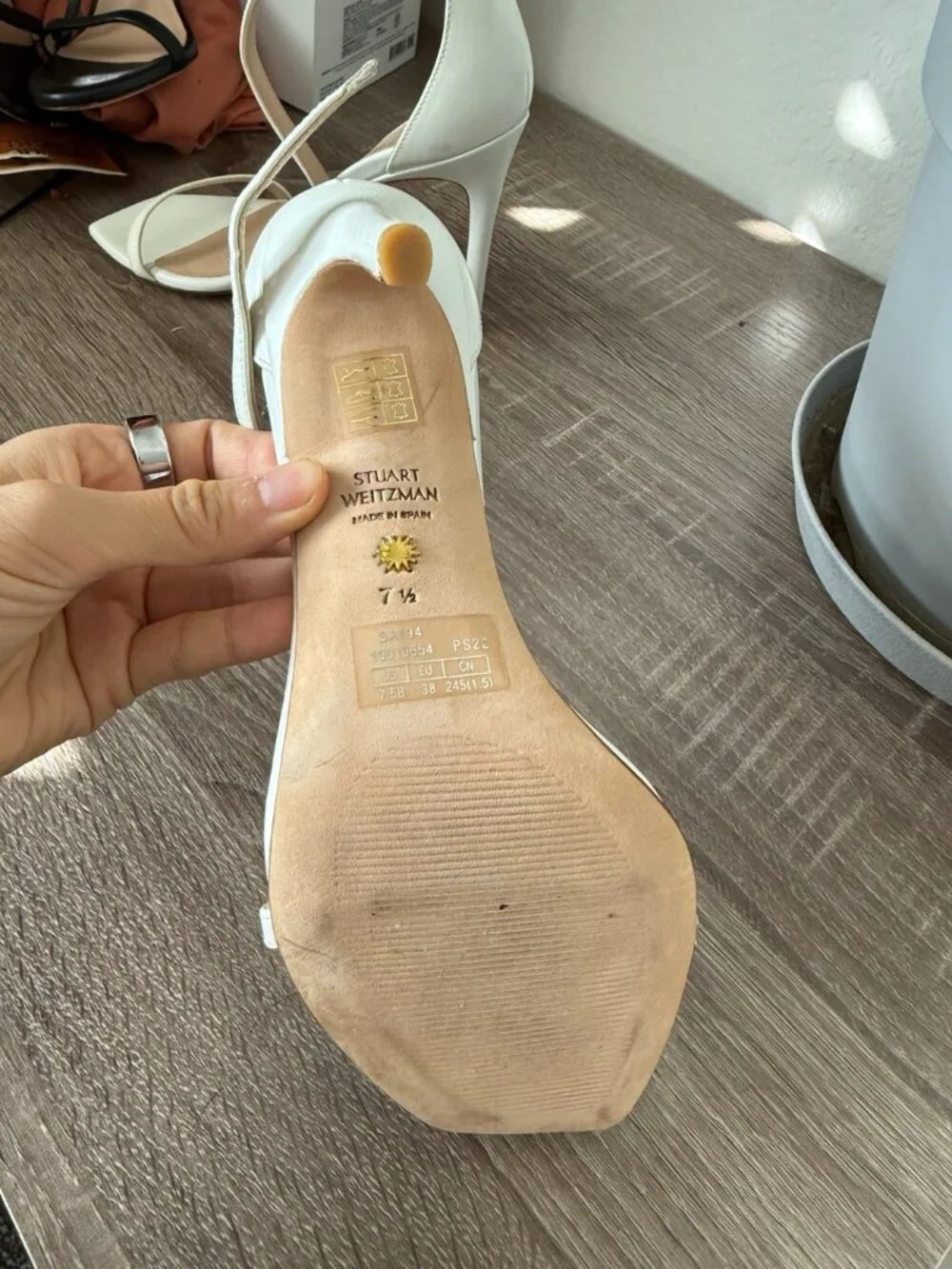 Stuart Weitzman Heels White Ivory Only Tried On Nudist Bridal Sandals - Picture 8 of 8